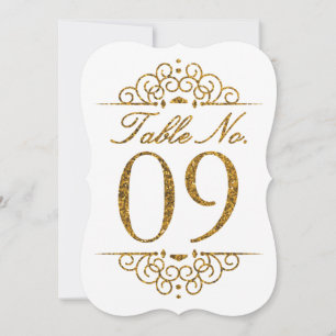 Gold Glitzer Effect Wedding Tischnummer Card (09)