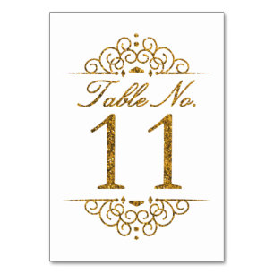 Gold Glitzer Effect Wedding Tischnummer Card (11)