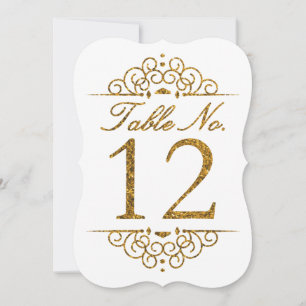 Gold Glitzer Effect Wedding Tischnummer Card (12)