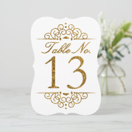 Gold Glitzer Effect Wedding Tischnummer Card (13)