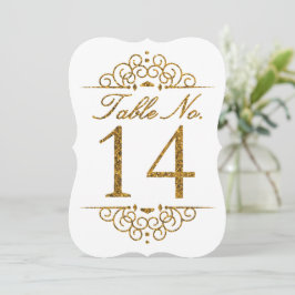 Gold Glitzer Effect Wedding Tischnummer Card (14)