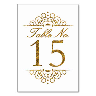 Gold Glitzer Effect Wedding Tischnummer Card (15)