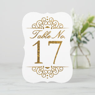 Gold Glitzer Effect Wedding Tischnummer Card (17)