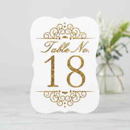 Gold Glitzer Effect Wedding Tischnummer Card (18)