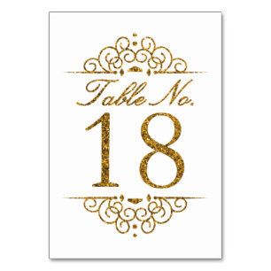 Gold Glitzer Effect Wedding Tischnummer Card (18)