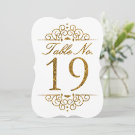 Gold Glitzer Effect Wedding Tischnummer Card (19)