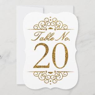 Gold Glitzer Effect Wedding Tischnummer Card (20)