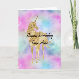 Gold Glitzer Einhorn Lila Rosa Aqua Karte