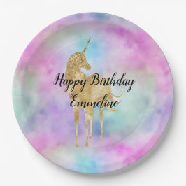 Gold Glitzer Einhorn Lila Rosa Aqua Pappteller
