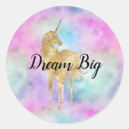 Gold Glitzer Einhorn Lila Rosa Aqua Runder Aufkleber