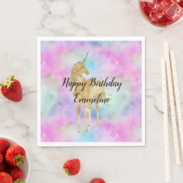 Gold Glitzer Einhorn Lila Rosa Aqua Serviette