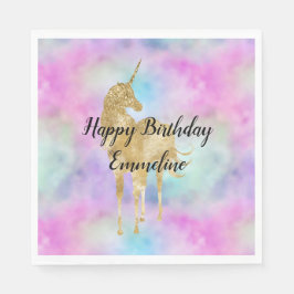 Gold Glitzer Einhorn Lila Rosa Aqua Serviette
