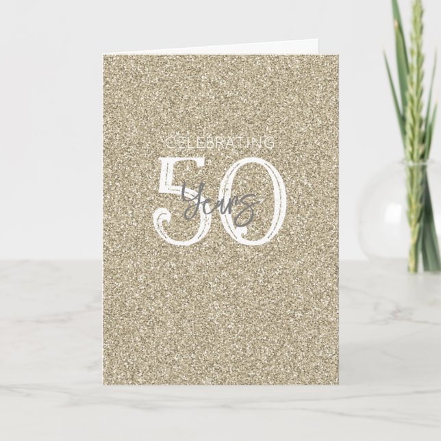 Gold Glitzer Elegant feiert 50 Jahre Chic Karte (Vorderseite)
