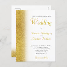 Gold Glitzer Elegante Hochzeit Einladung Postkarte