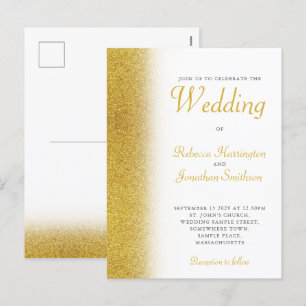 Gold Glitzer Elegante Hochzeit Einladung Postkarte