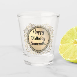 Gold Glitzer Elegante Personalisiert Geburtstag Schnapsglas