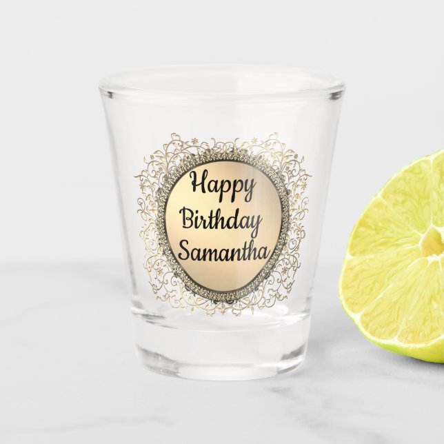 Gold Glitzer Elegante Personalisiert Geburtstag Schnapsglas