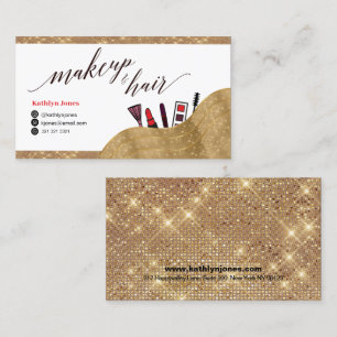 Gold Glitzer Elegante Script Fair Makeup Beauty Visitenkarte