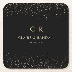 Gold Glitzer Elegante Wedding Rechteckiger Pappuntersetzer