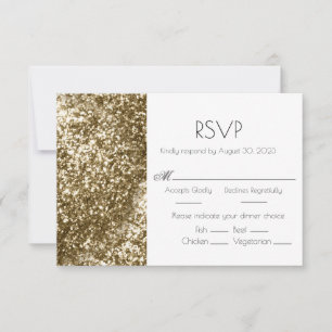 Gold Glitzer Elegante Wedding RSVP Karte