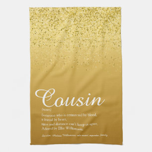 Gold Glitzer Eleganter Script Cousin Definition  Geschirrtuch