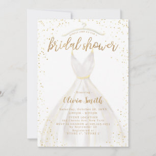 Gold Glitzer Elegantes Hochzeitskleid Brautparty Einladung