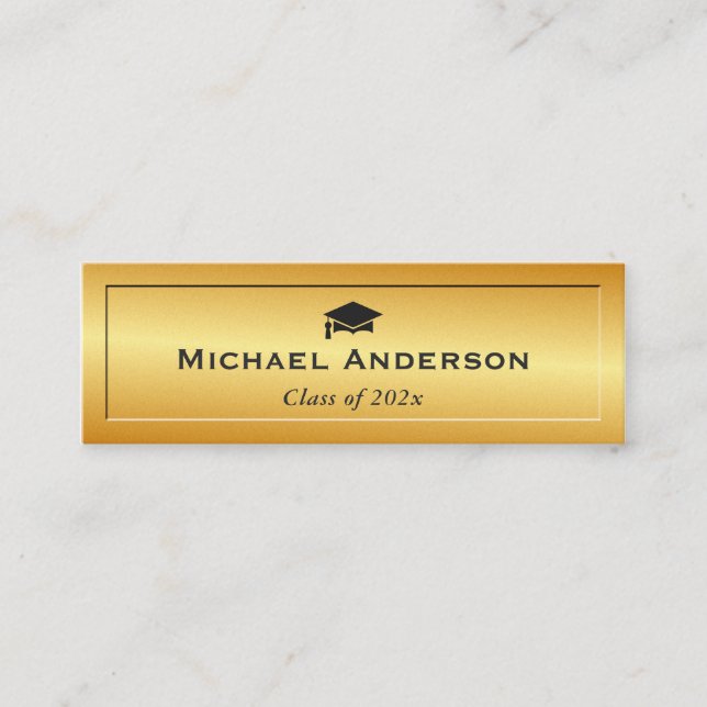 Gold Glitzer Embossed Senior Abschluss Name Card Telefonnummerkarte (Vorderseite)