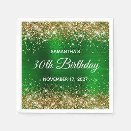 Gold Glitzer Emerald Green Foil 30. Geburtstag Serviette