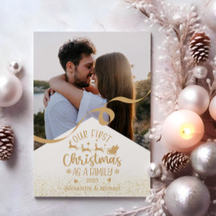 Gold Glitzer Erste Weihnachtsfeier als Foto der Fa Feiertagskarte