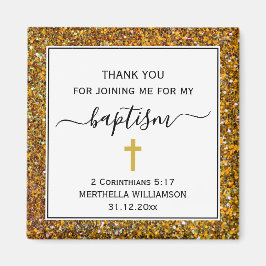 Gold Glitzer ERWACHSENER BAPTISM Vielen Dank Magnet