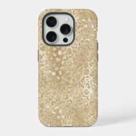 Gold Glitzer Extravagant Cheetah Pattern iPhone 15 Pro Hülle