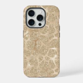 Gold Glitzer Extravagant Cheetah Pattern iPhone 15 Pro Hülle