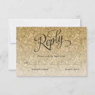 Gold Glitzer Extravagante Script-Antwortkarte RSVP Karte