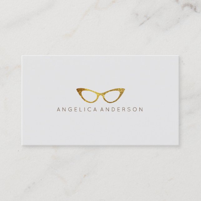 Gold Glitzer Eye Glasses Business Card Visitenkarte (Vorderseite)