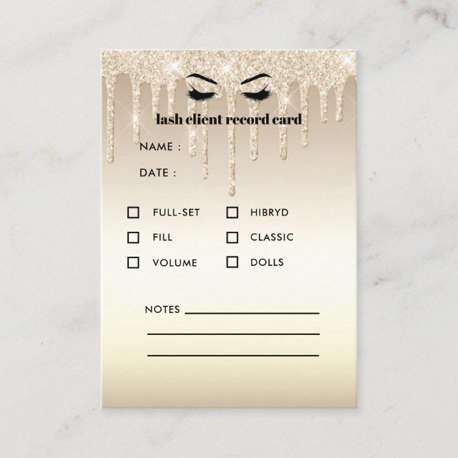 Gold Glitzer Eyelash Client Consulting Visitenkarte (Vorderseite)