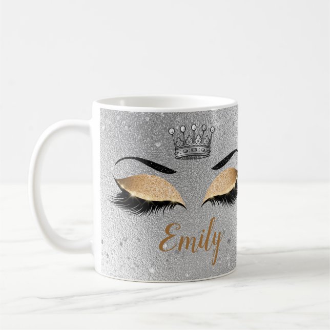 Gold Glitzer Eyes Monogram Kaffeetasse (Links)