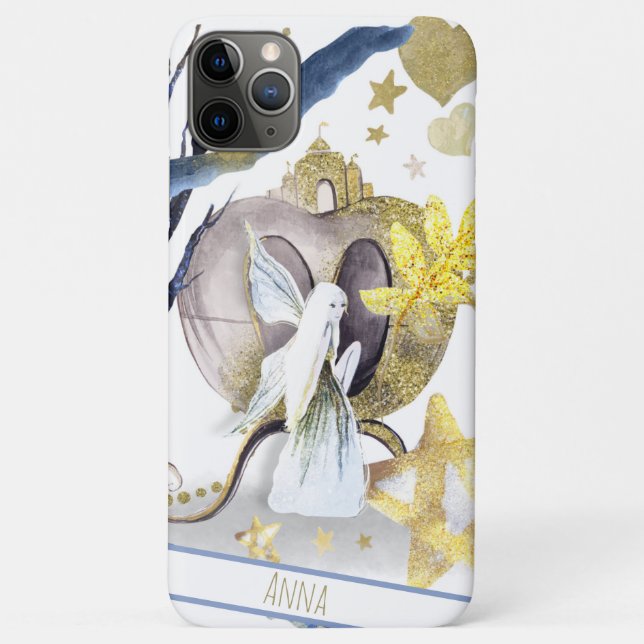 *~* Gold Glitzer Fairy Moon Stars Burg Case-Mate iPhone Hülle (Rückseite)