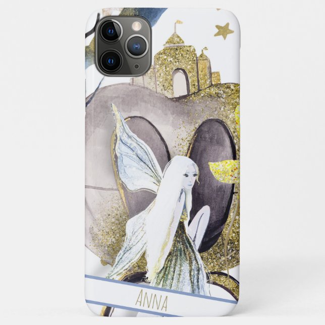 *~* Gold Glitzer Fairy Moon Stars Burg Case-Mate iPhone Hülle (Rückseite)