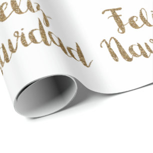 Gold Glitzer Feliz Navidad  Geschenkpapier