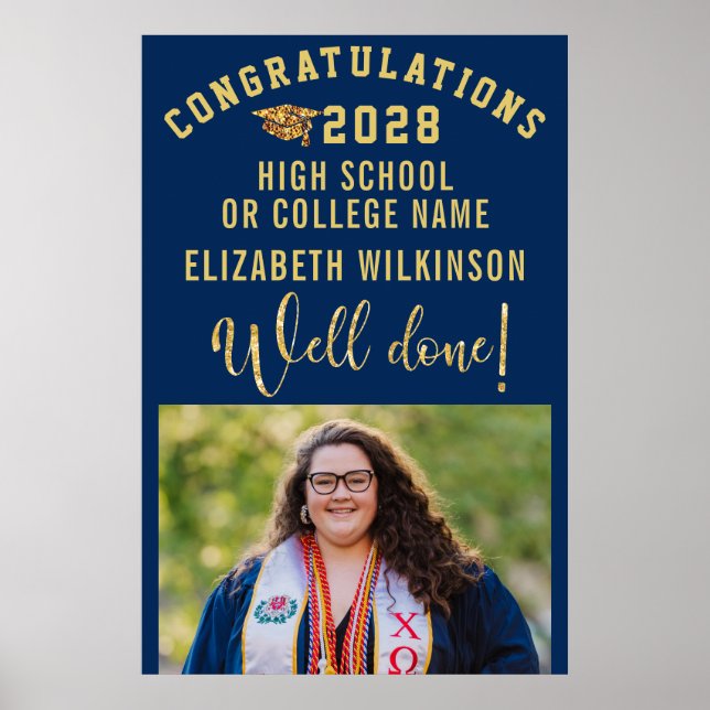 Gold Glitzer Fett Foto Abschluss Poster (Vorne)