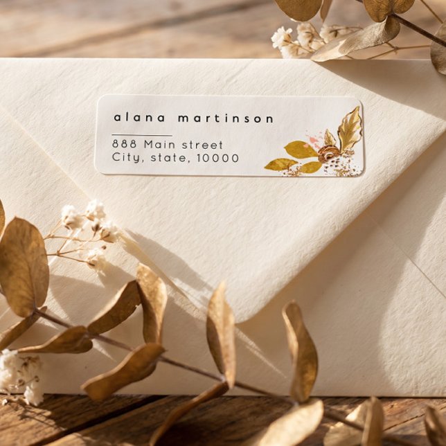 Gold Glitzer Floral Wedding Rücksendeadresse Etike (Von Creator hochgeladen)