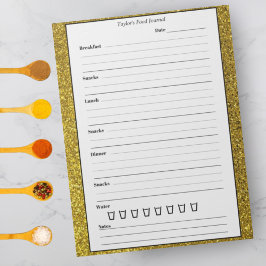 Gold Glitzer Food Journal - Trendy Chic Mahl Tageb Notizblock