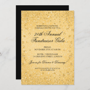 Gold Glitzer Formal Corporate Fundraiser Einladung