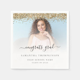 Gold Glitzer Foto 2024 Glückwunsch Abschluss Serviette