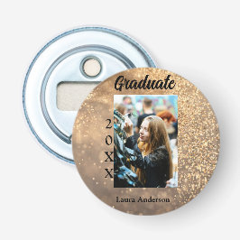 Gold Glitzer Foto Abschluss Namensklasse Flaschenöffner