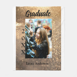 Gold Glitzer Foto Abschluss Namensklasse Fleecedecke
