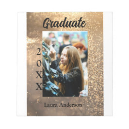 Gold Glitzer Foto Abschluss Namensklasse Notizblock