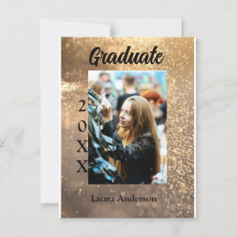 Gold Glitzer Foto Abschluss Namensklasse Postkarte