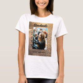 Gold Glitzer Foto Abschluss Namensklasse T-Shirt