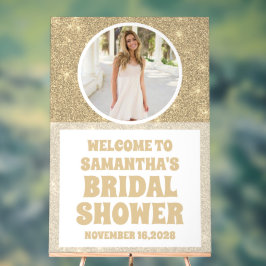 Gold Glitzer Foto Brautparty Willkommen Mattiert Acrylschild